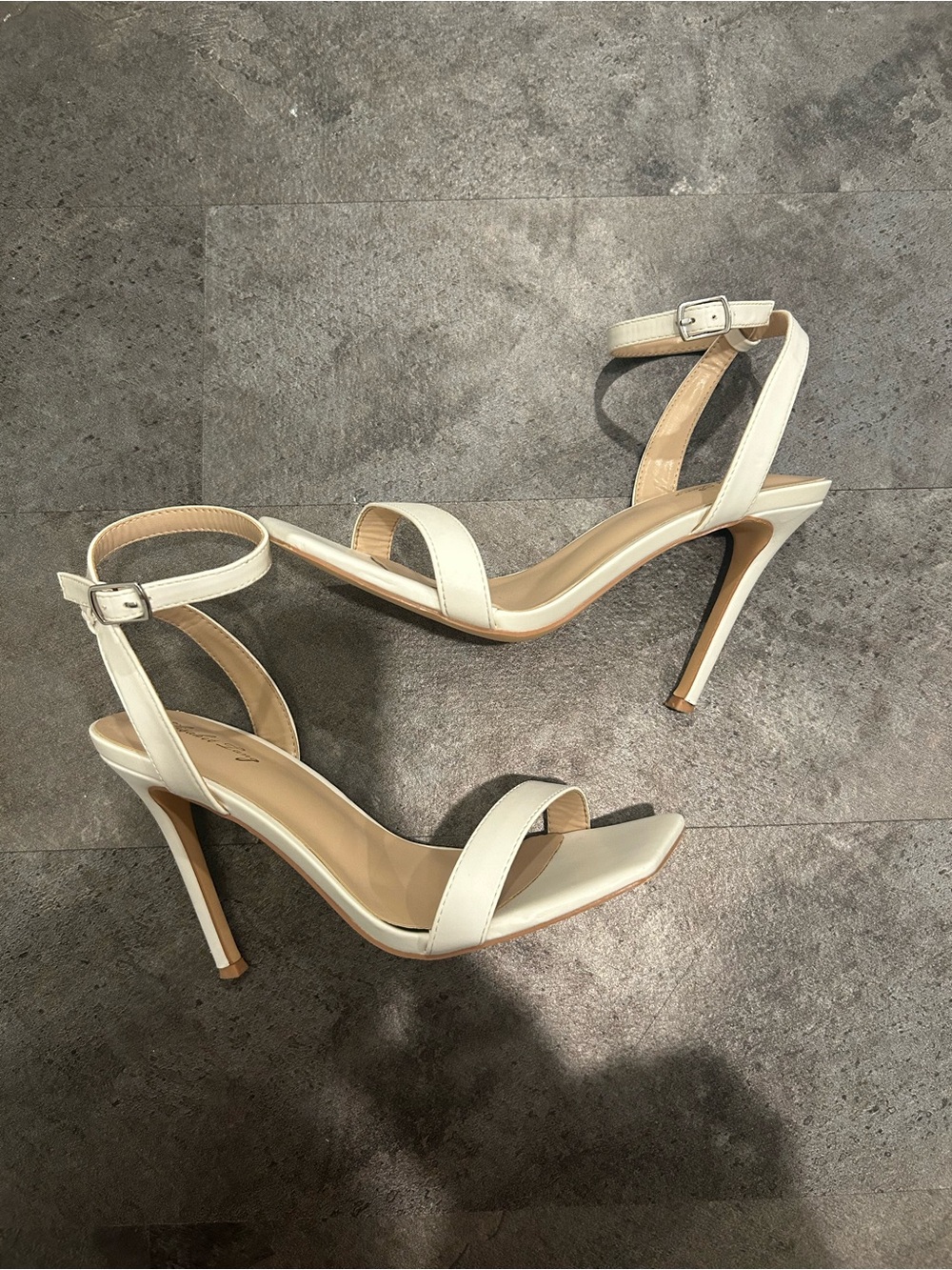 White Stiletto Strappy High Heels